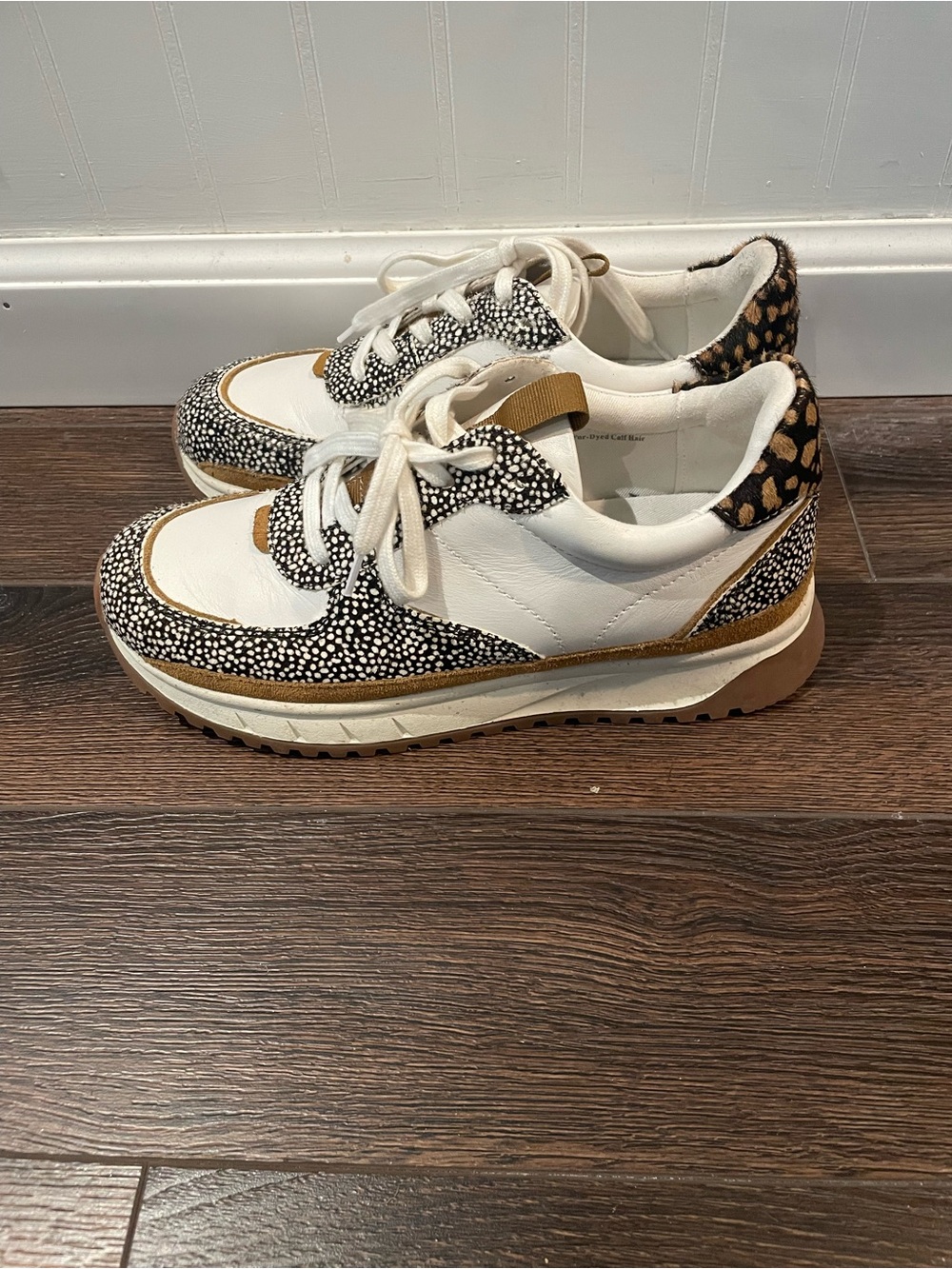 Madewell MWL Kickoff Trainer Sneakers Calf Hair MA503 2021 Olive Grove Multi 7M - Picture 5 of 12